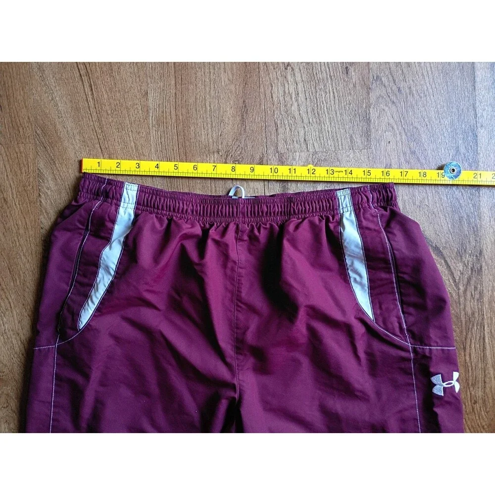 Under Armour Track Pants Men's Large Maroon Zip Hem Mesh Liner